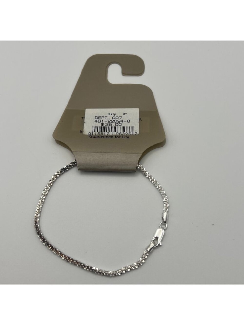 Danecraft Pure 100 Popcorn Chain Bracelet 10% Silver 8" Italy NOS Original Card - Picture 5 of 6